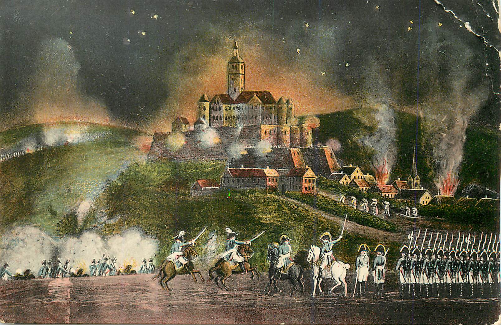 CPA Bombardement der Bergfesie und Brand von Konigstein durch Konigl Militaria