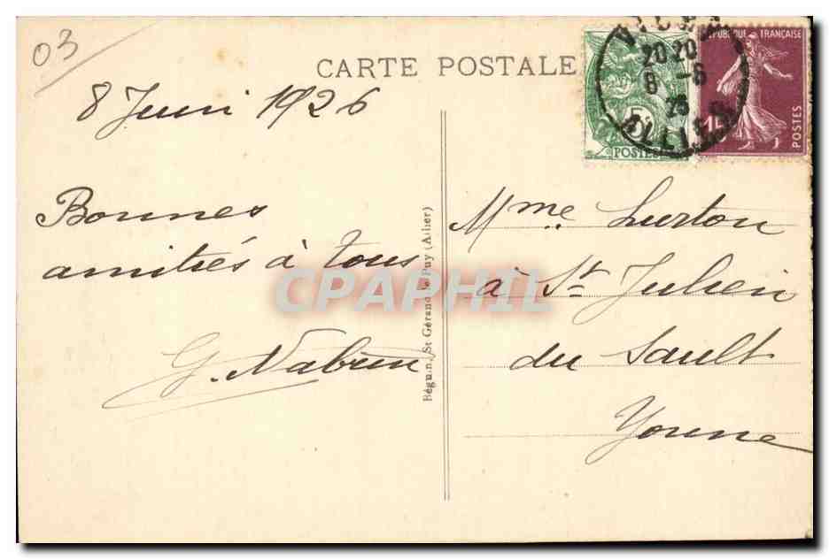 Vichy CPA Les quais de l'Allier et l'embarcadere du golf — Rückseite