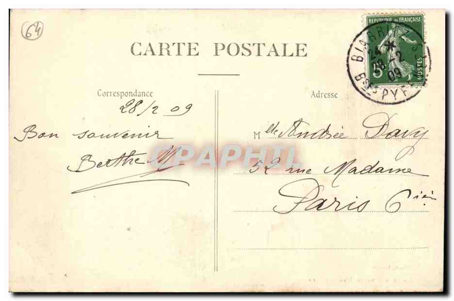 Biarritz CPA Le soleil et la mer — Verso