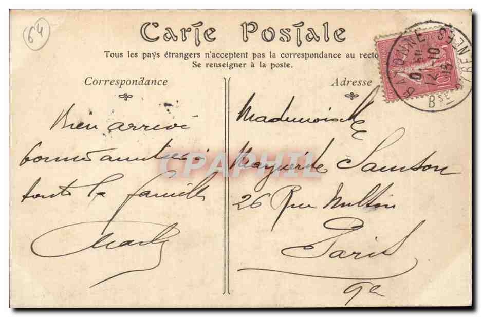 Biarritz CPA Le casino municipal — Verso