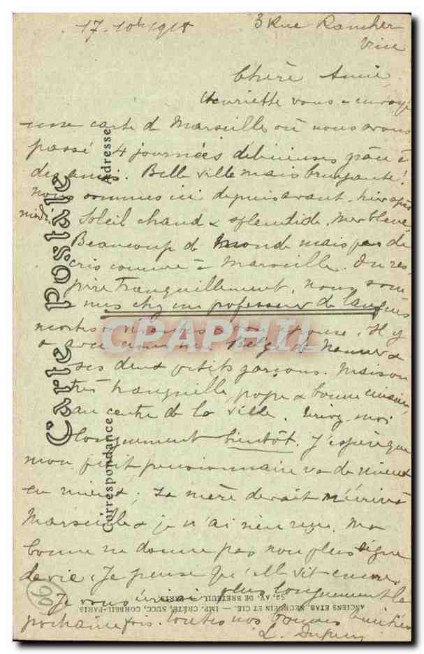 Menton CPA Vue generale prise de la frontiere italienne — Rückseite