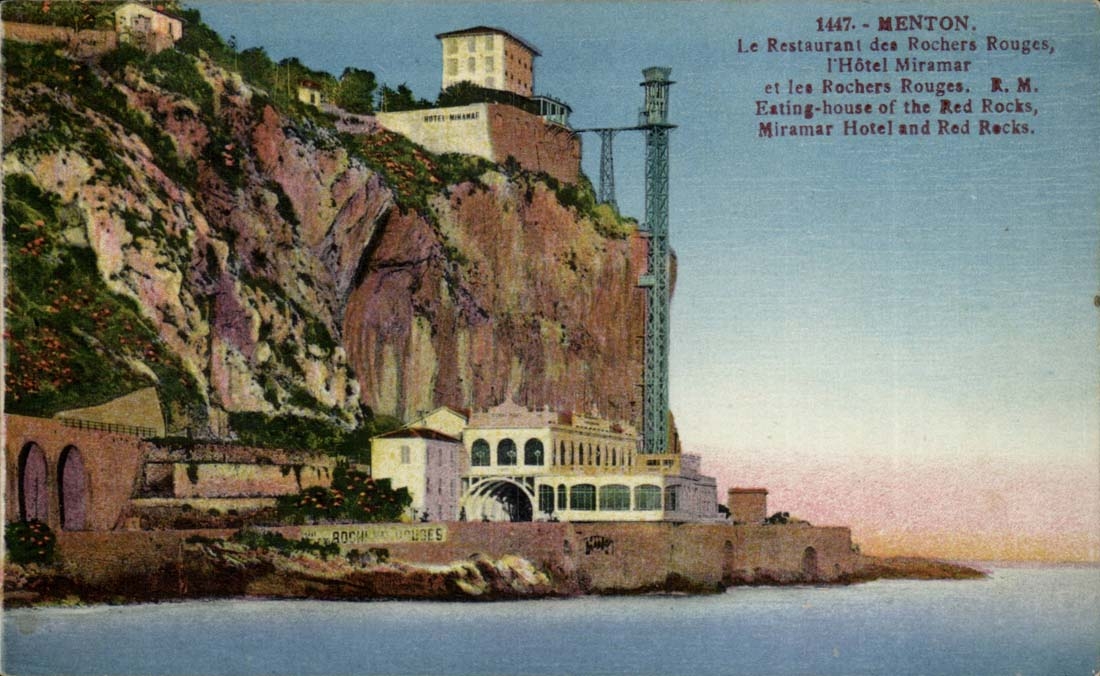 Menton — Le Restaurant des Rochers Rouges et l'Hôtel Miramar — R. M. Éditions des Sports Élégants