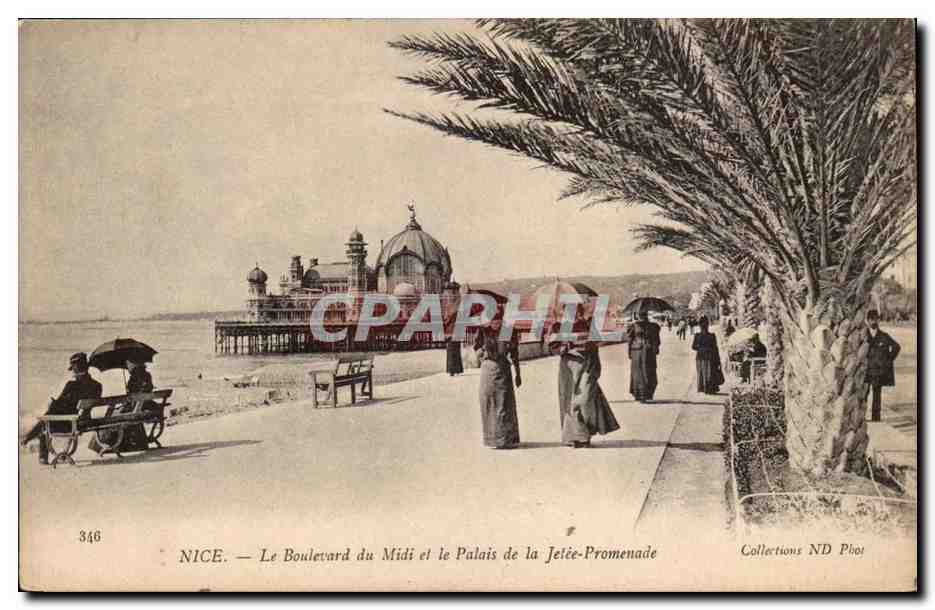 Nice CPA Le boulevard du Midi et le palais de la jetee promenade