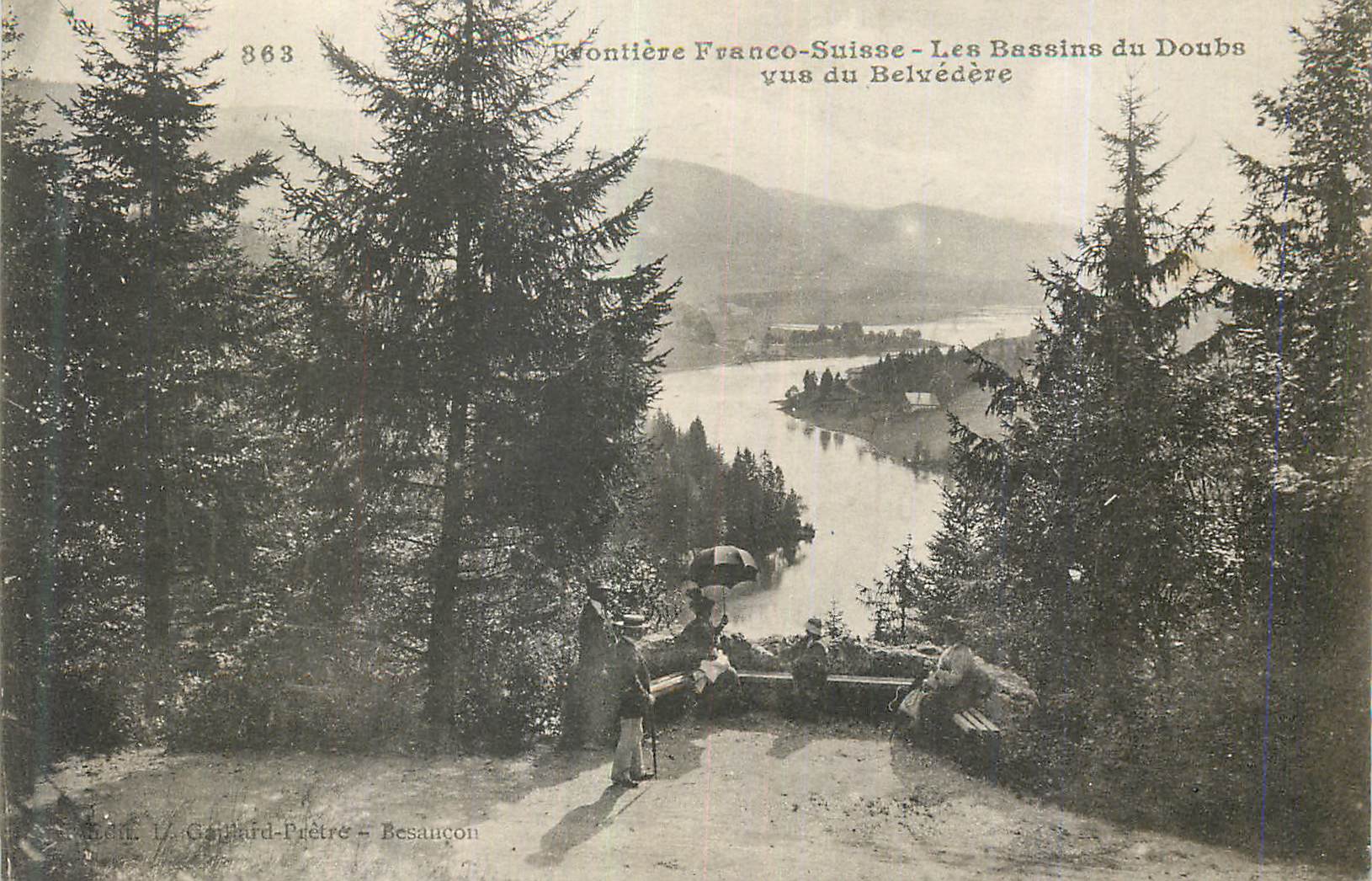 Montrière Franco-Suisse - Les Bassins du Doubs aus Sicht des Belvédères — Verlag L. Gajlard-Prêtre, Besançon, n° 863