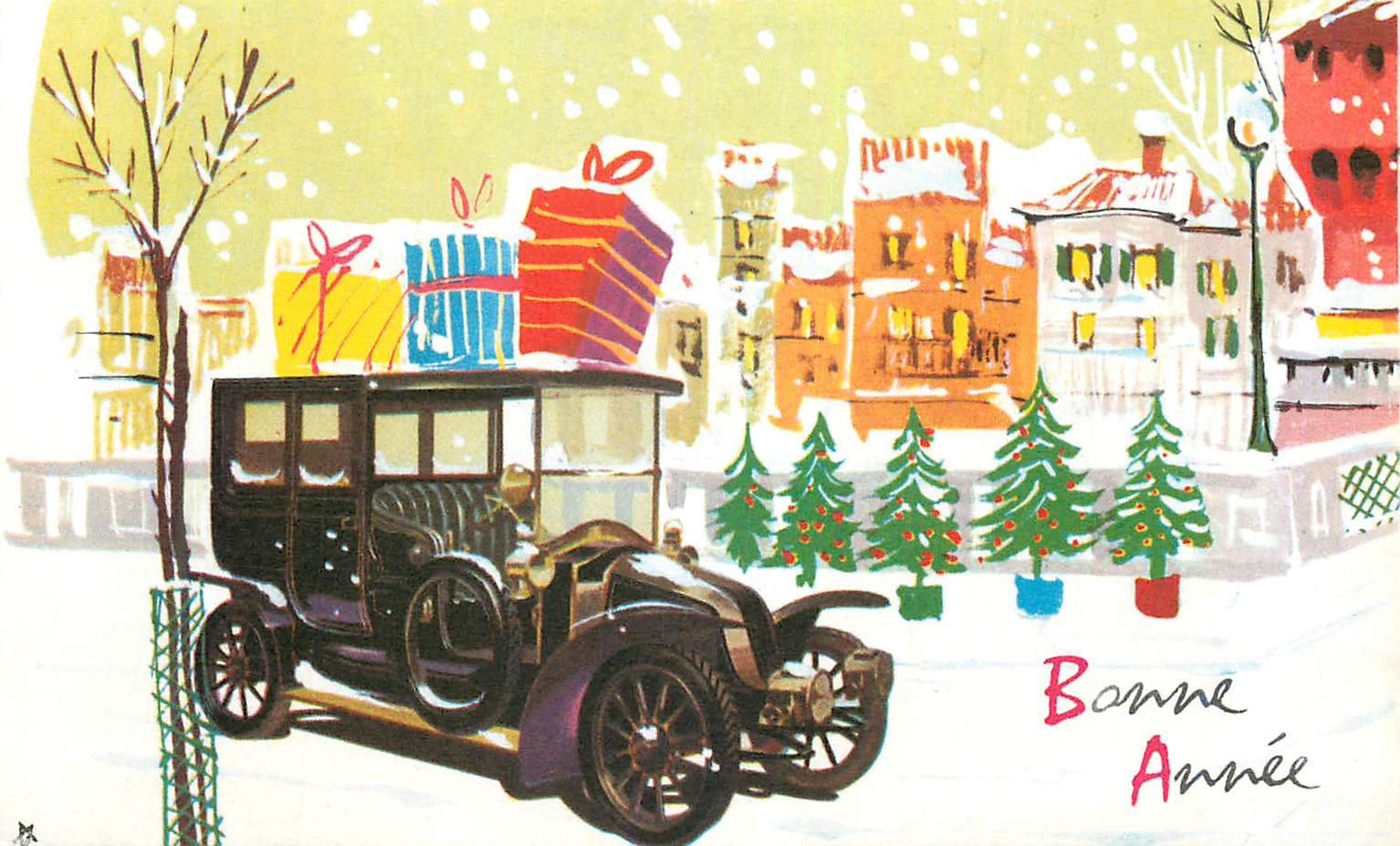 CPM Bonne Annee Automobile