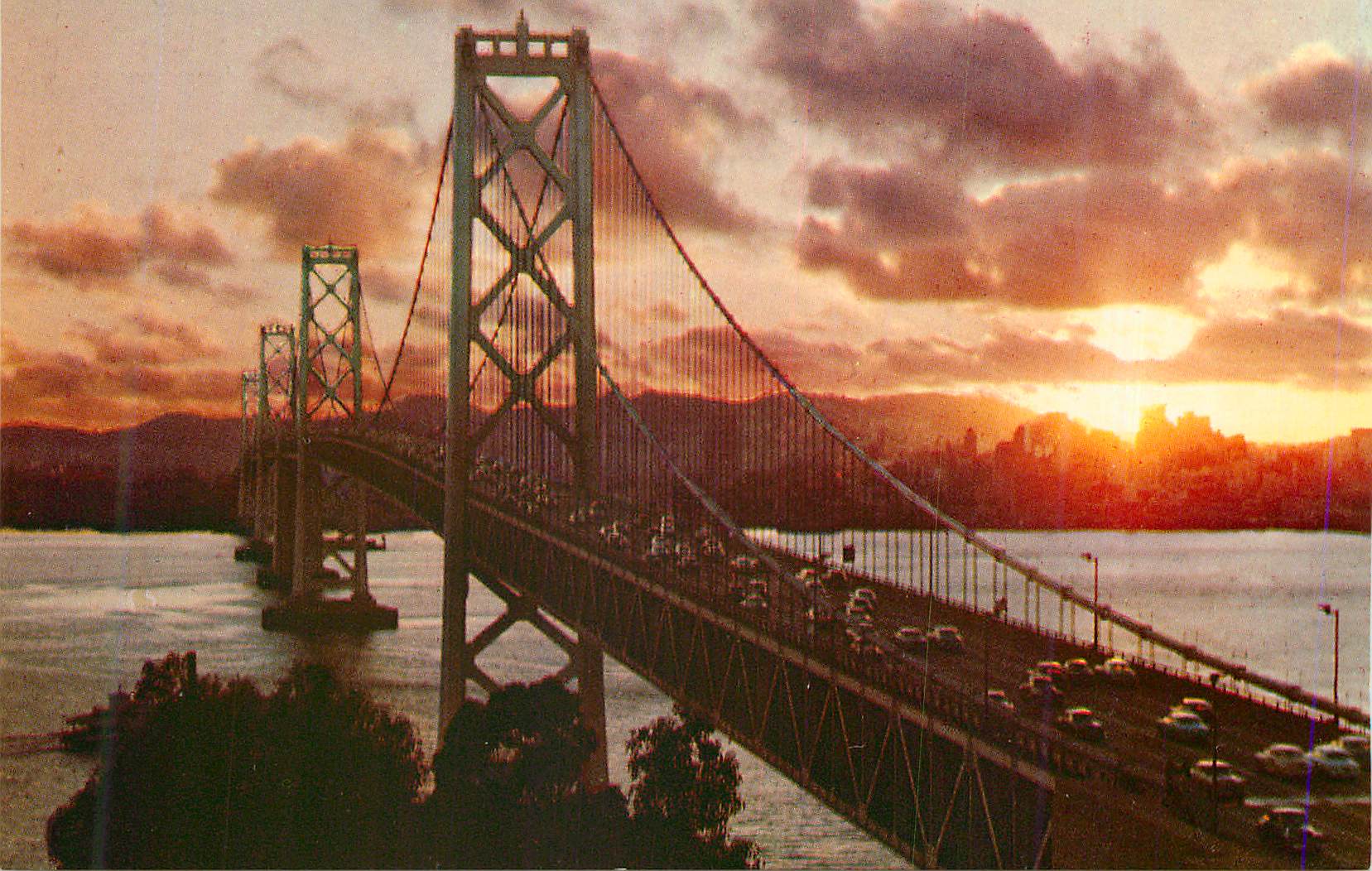 CPM San Francisco Oakland Bay Bridge at Sunset