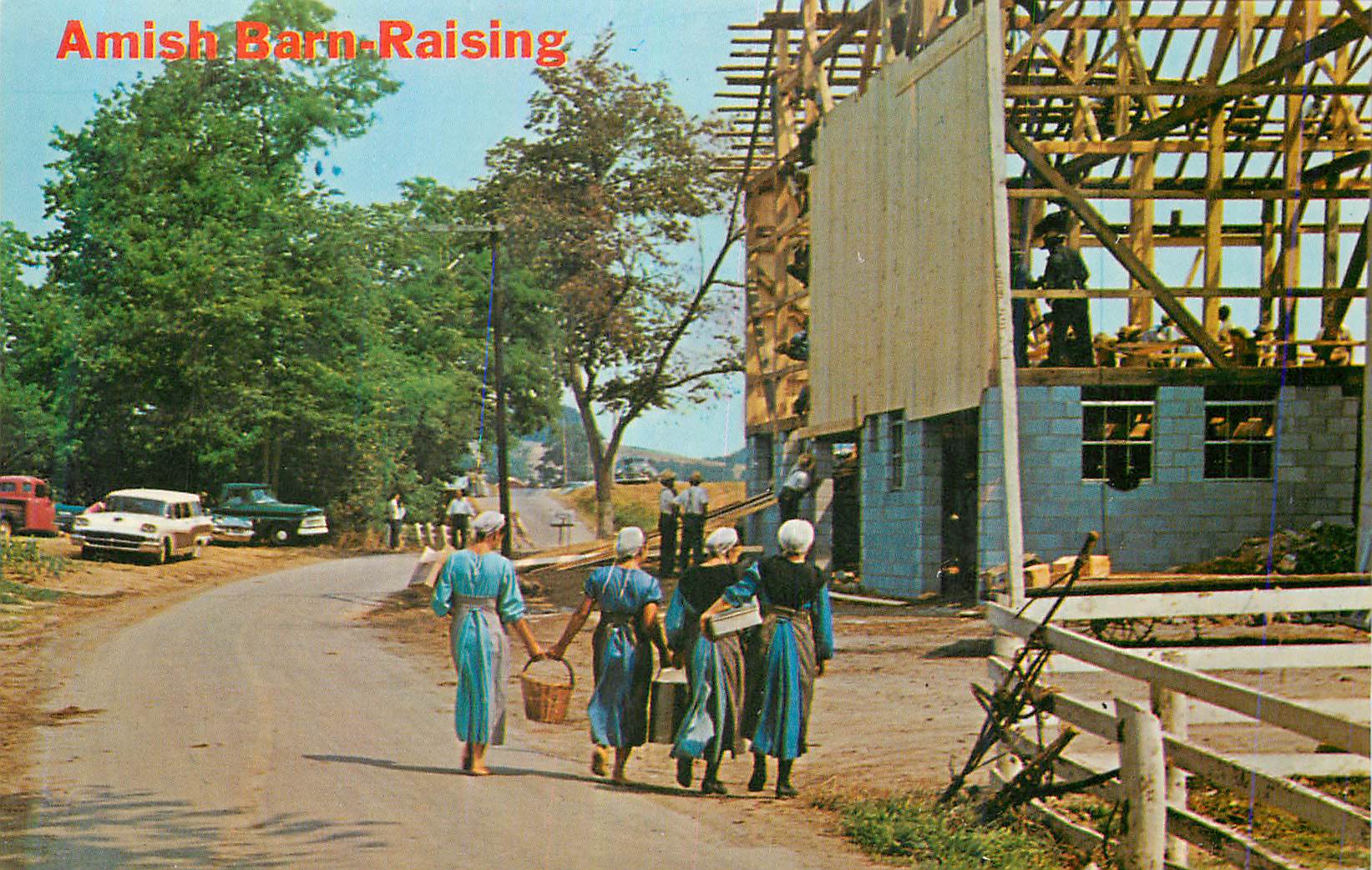 CPM Greetings from the Amish Barn Raising Country