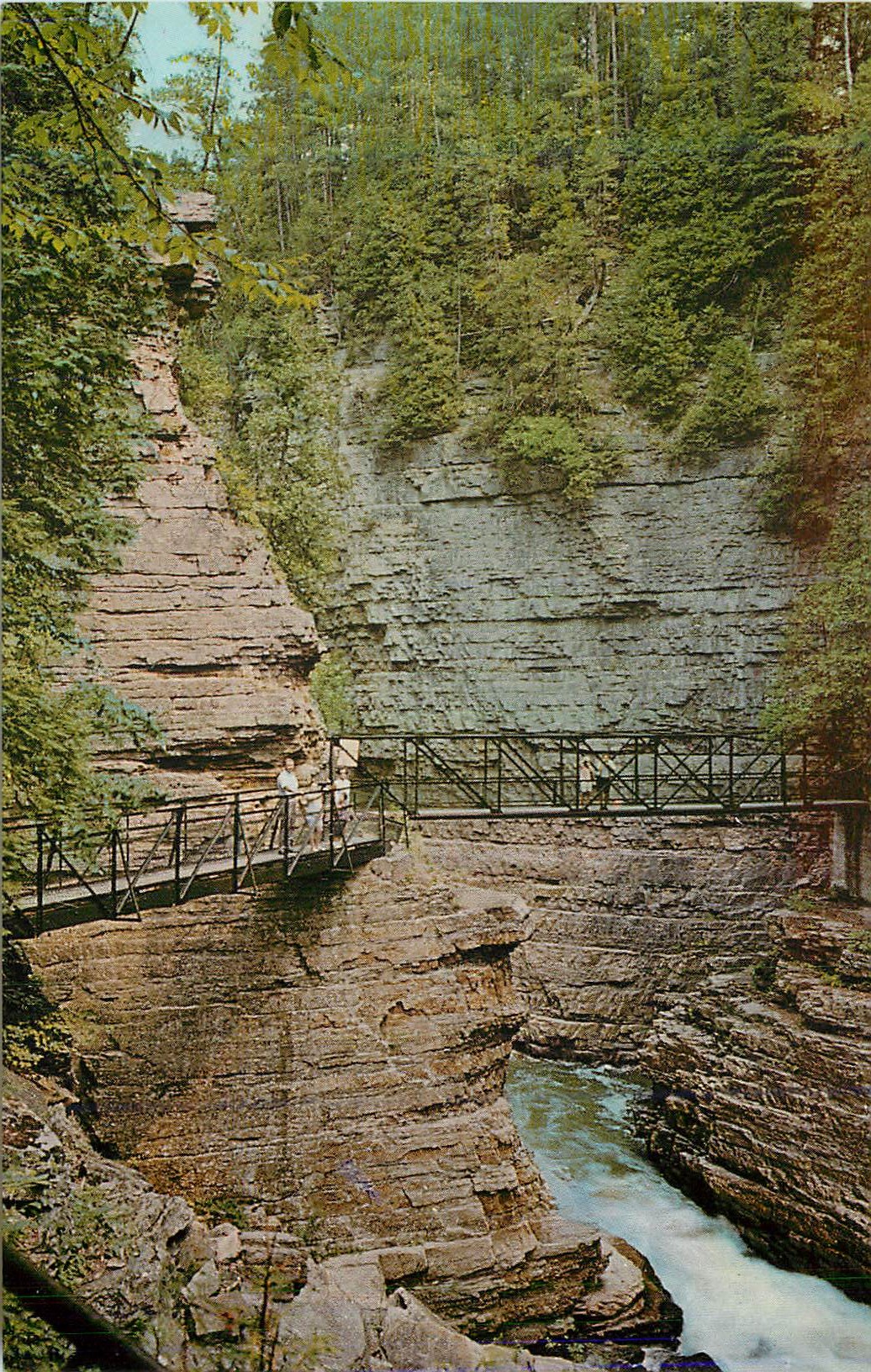 CPM Ausable Chasm New York Hydes Cave Bridge at Ausable Chasm