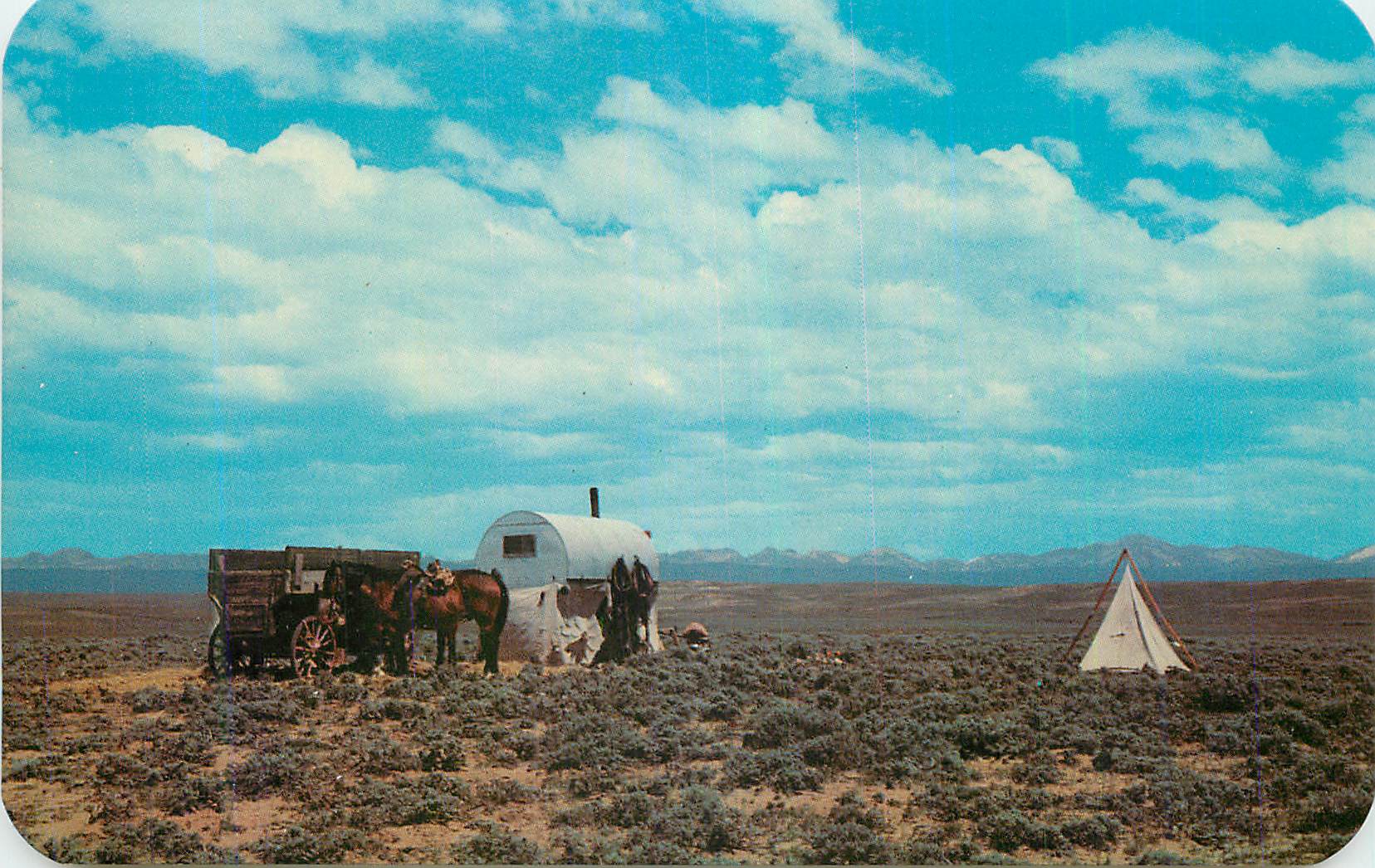 CPM Out on the Lane Prairie Sheep Herders Wagon out in the Wide Open Spaces
