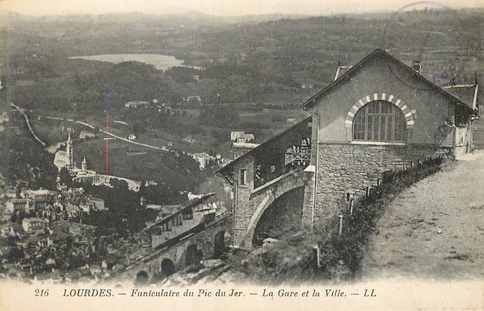 CPA Lourdes Le Funiculaire du Pic du Jer La Gare et la Ville