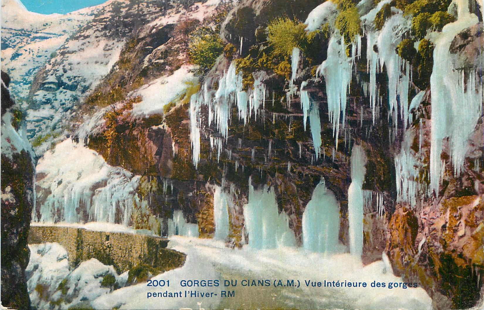 Gorges du Cians (A.M.) — Vue intérieure des gorges pendant l'hiver — éditeur A.M., n° de série 2001