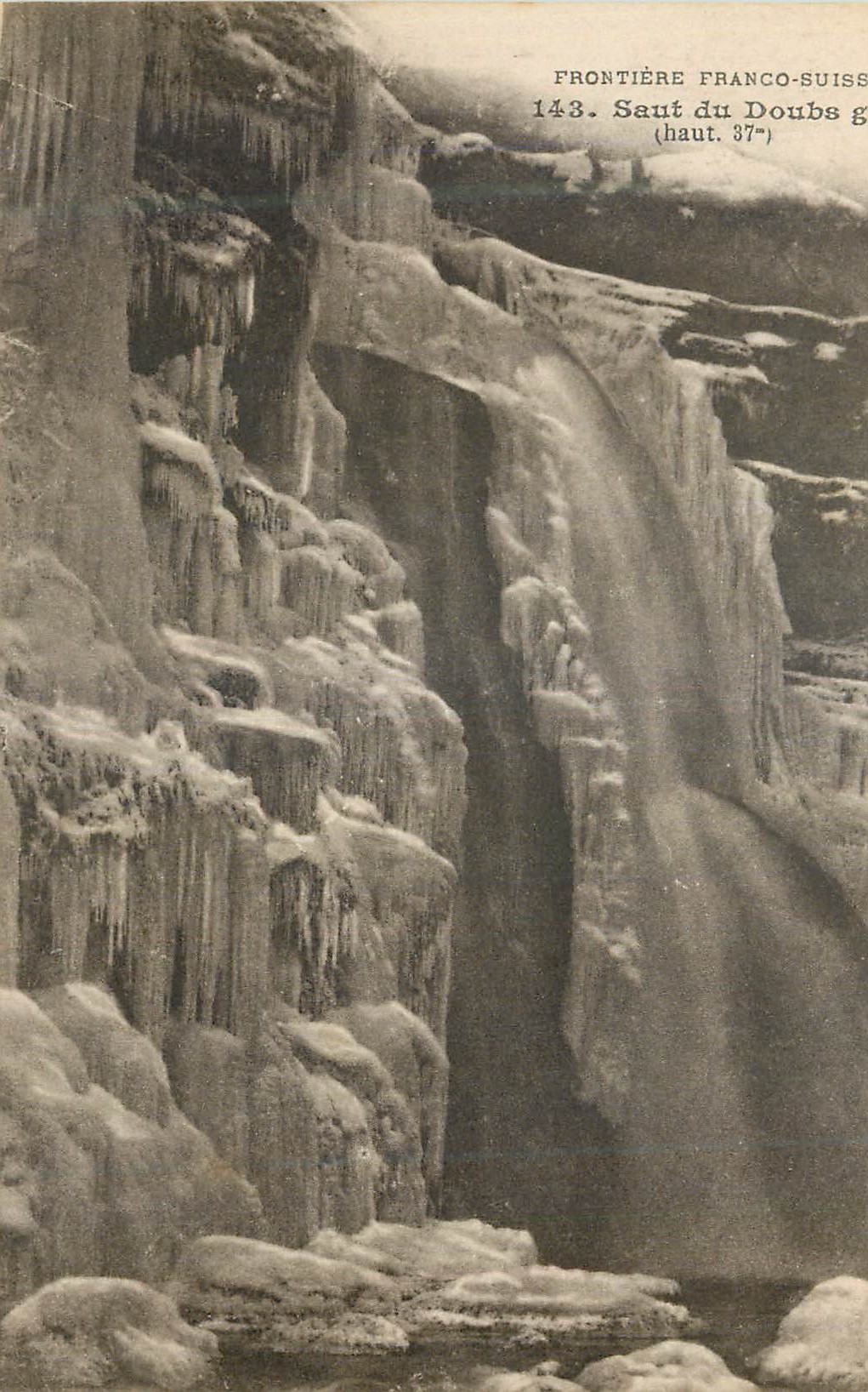 Frontière franco-suisse — Saut du Doubs gelé — n° 143