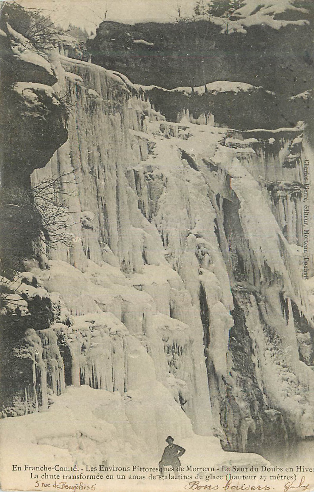 CPA En Franche Comte Les Environs Pittoresques de Morteau Le Saut du Doubs en Hivers La Chute Transformee en un amas de 