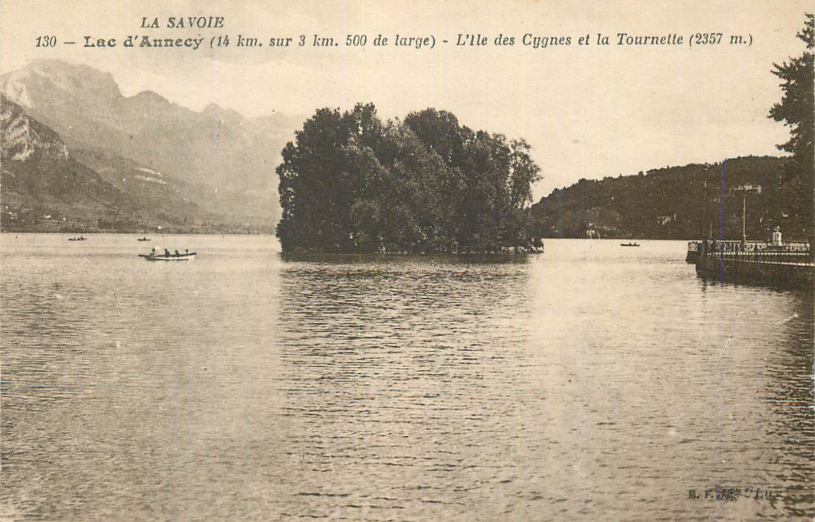 Lac d'Annecy — L'Île des Cygnes et la Tournette (2357 m.) — M. F. Florin, n° 130