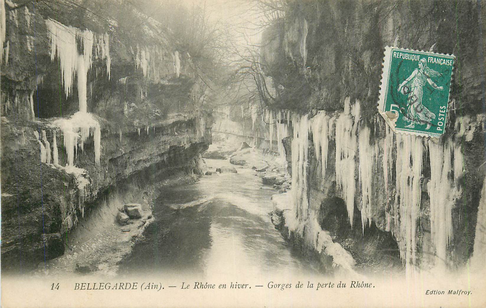 CPA Bellegarde (Ain) Le Rhone en Hiver Gorges de la Perle du Rhone