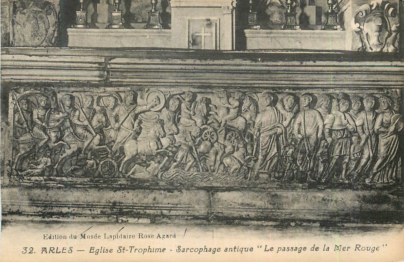 Arles — Church of St-Trophime — Ancient sarcophagus "The Passage of the Red Sea"