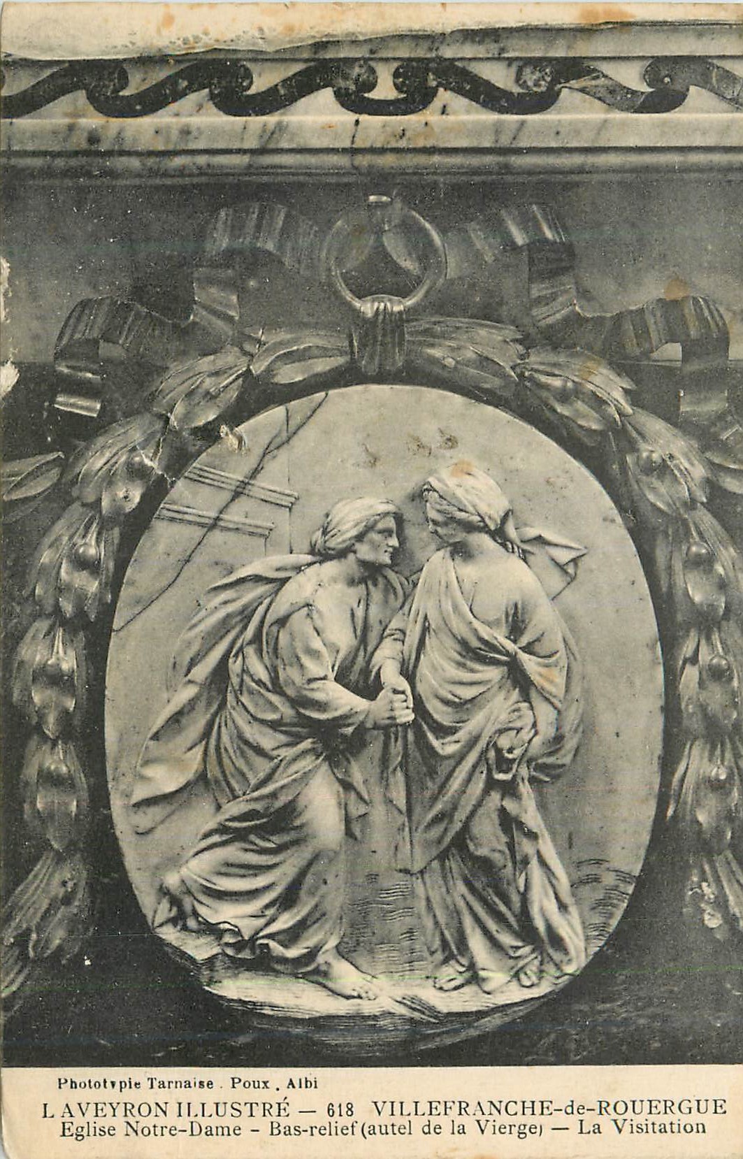 CPA Laveyron Illustre Villefranche de Rouergue Eglise Notre Dame Bas Relief La Visitation