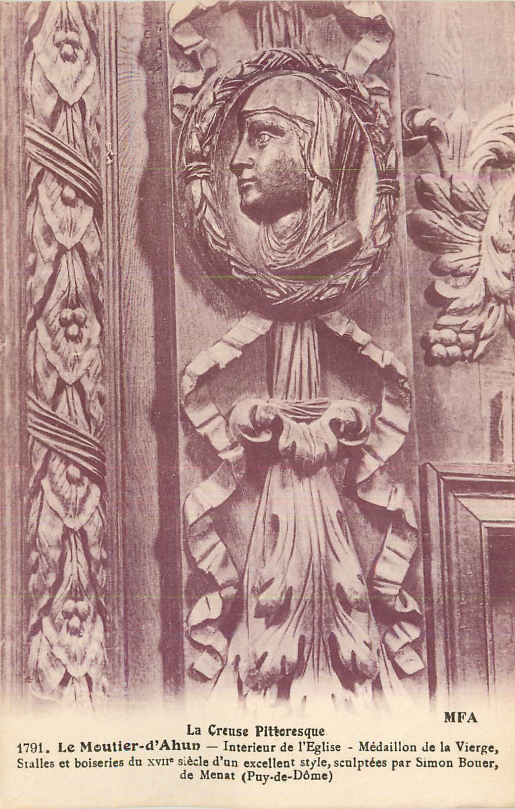 CPA Le Moutier d'Ahun La Creuse Pittoresque Interieur de l'Eglise Medaillon de la Vierge
