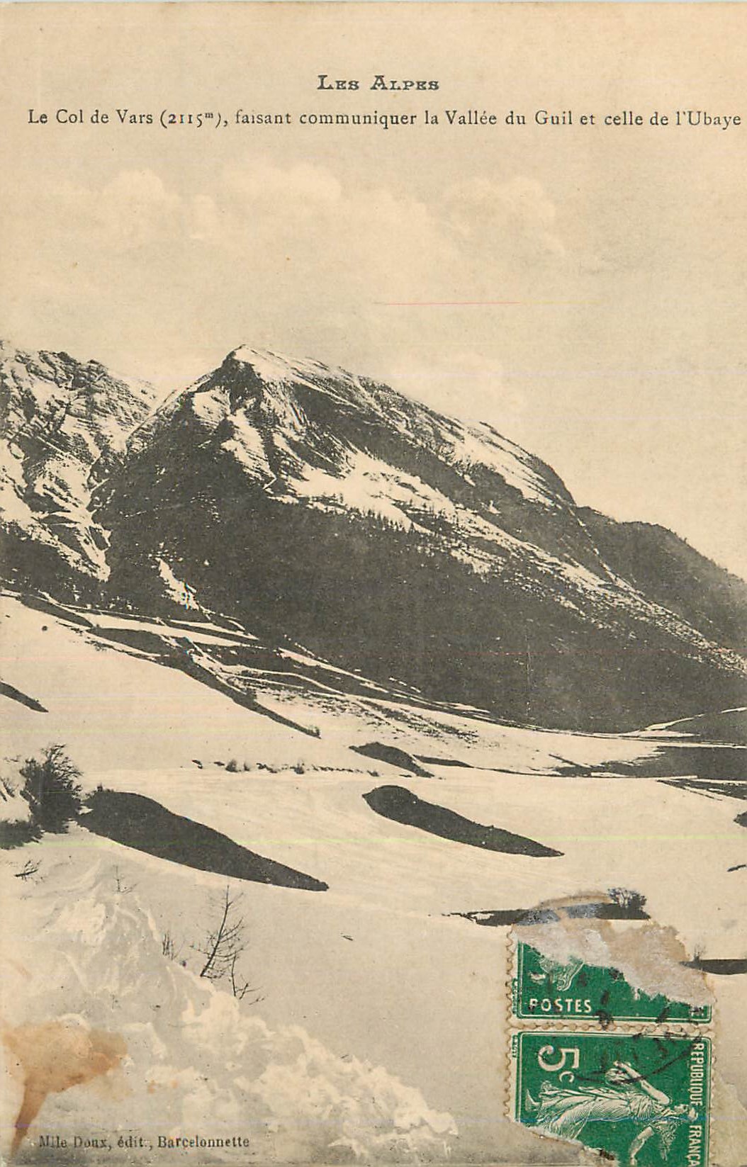 CPA Le Col de Var (2115 m) Les Alpes Faisant Communiquer la Vallee du Guil et Celle de l'Ubaye