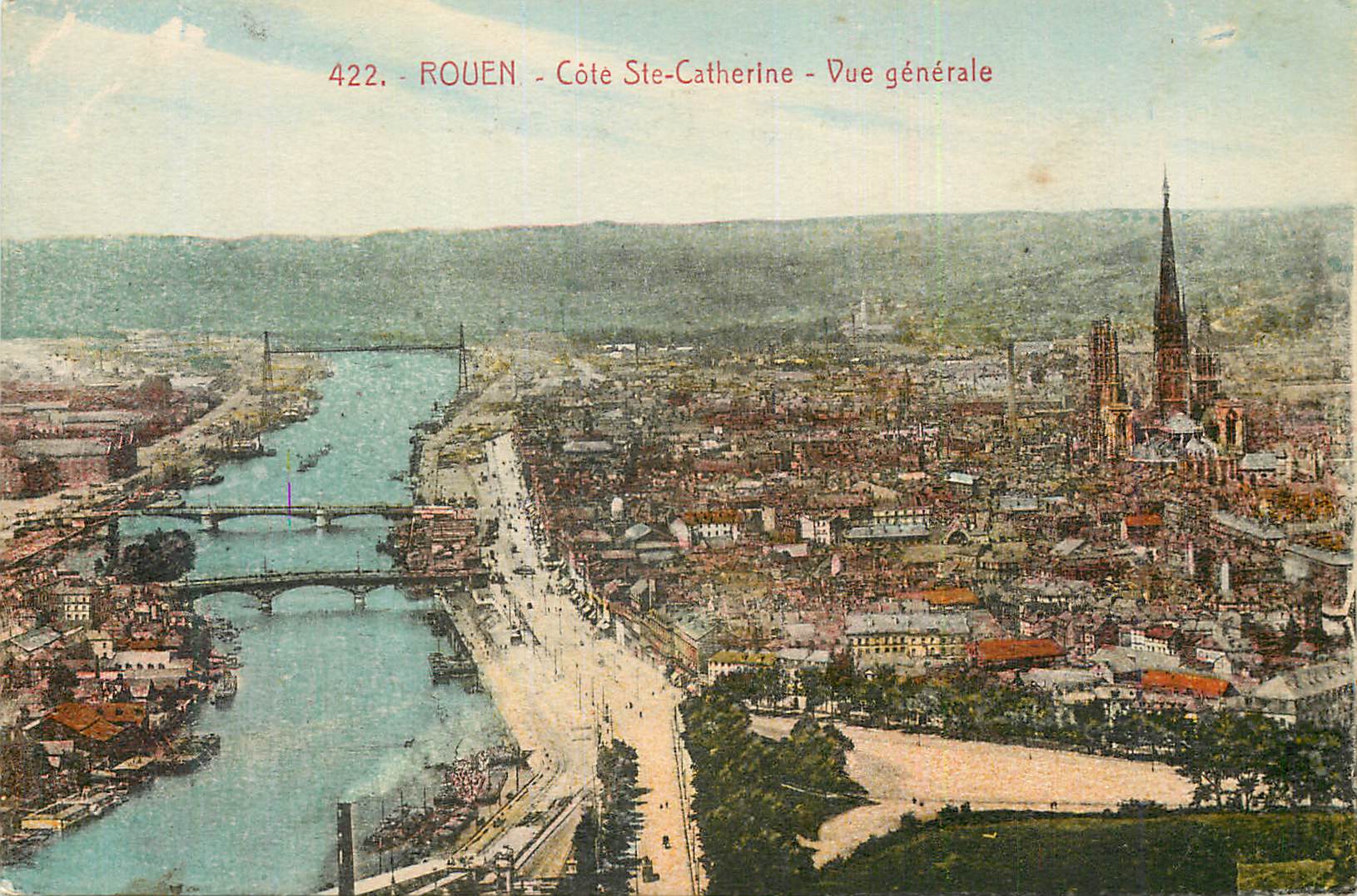 CPA Rouen Cote Ste Catherine Vue Generale