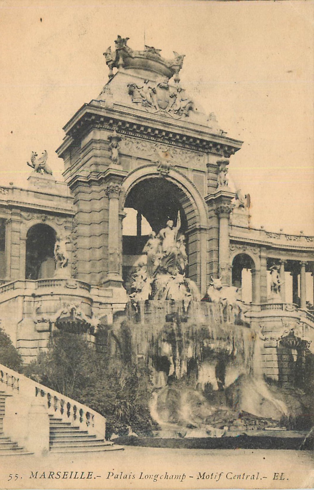 CPA Marseille Palais Longchamp Motif Central