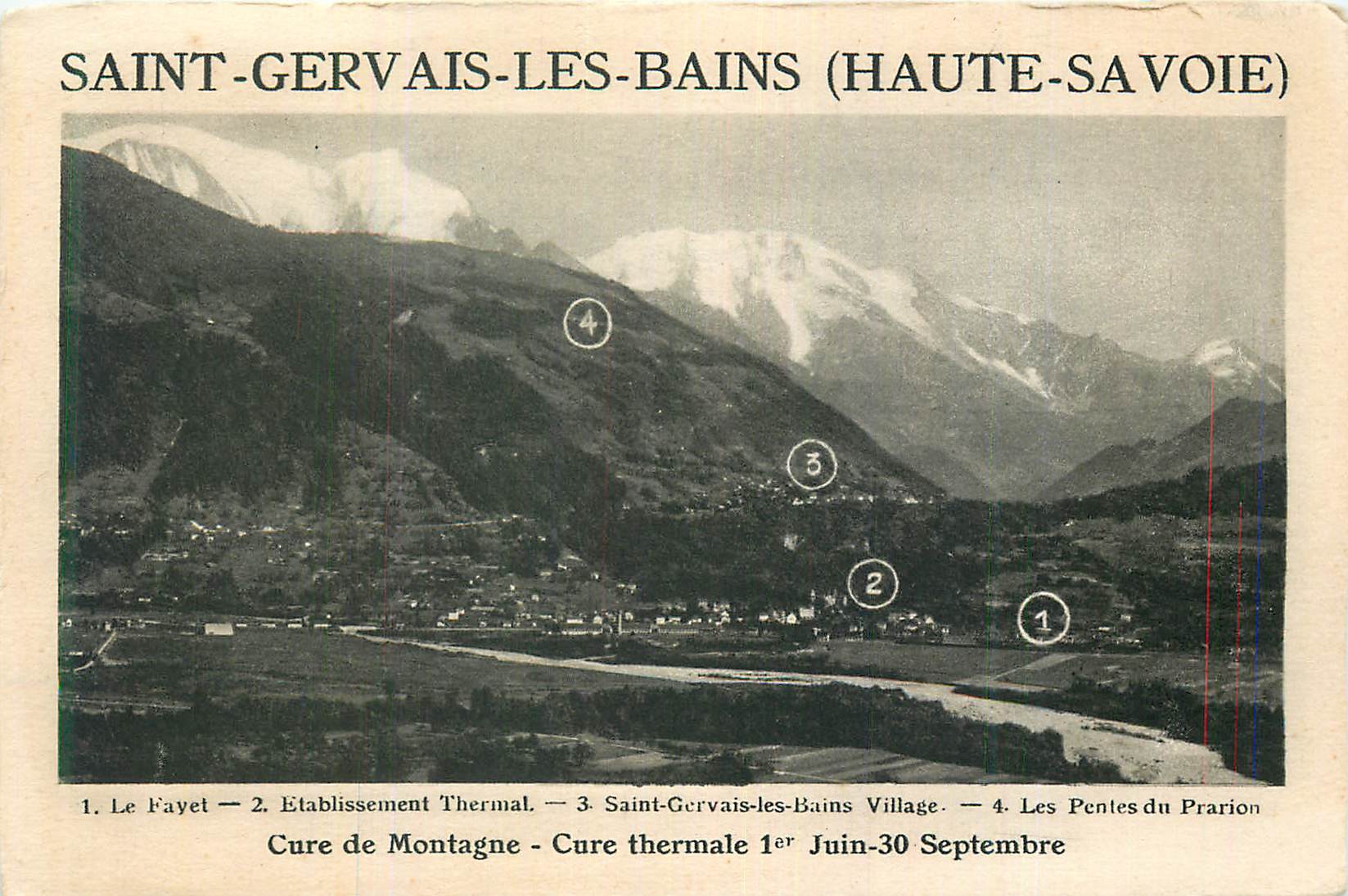 Saint-Gervais-les-Bains (Haute-Savoie) — panoramic view with points of interest — publisher not visible