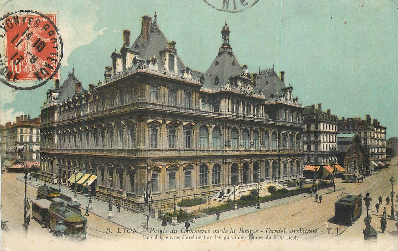 CPA Lyon Palais du Commerce ou de la Bourse Dardel Architecte Tramway
