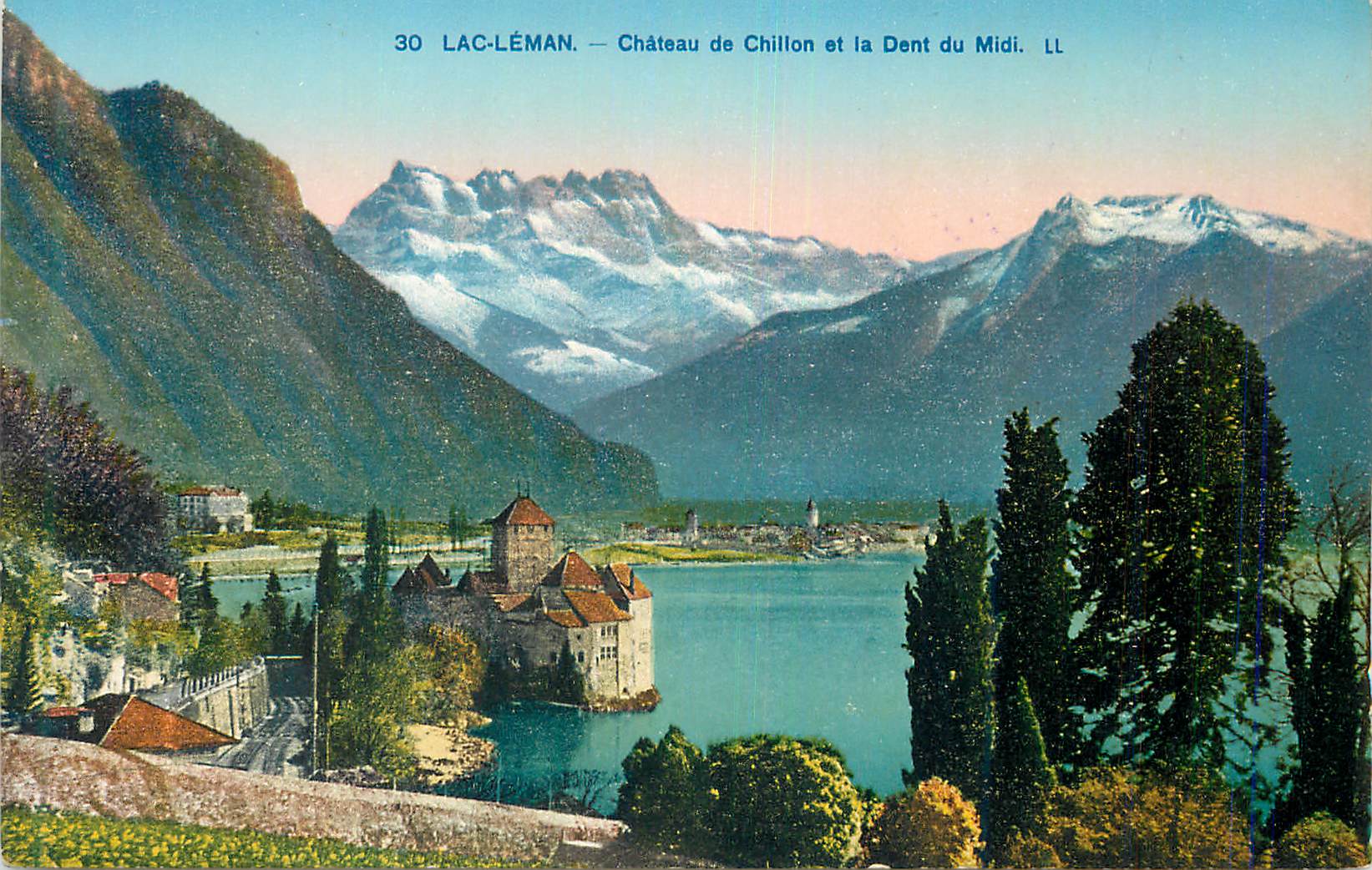 CPA Lac Leman Chateau de Chillon et le Dent du Midi