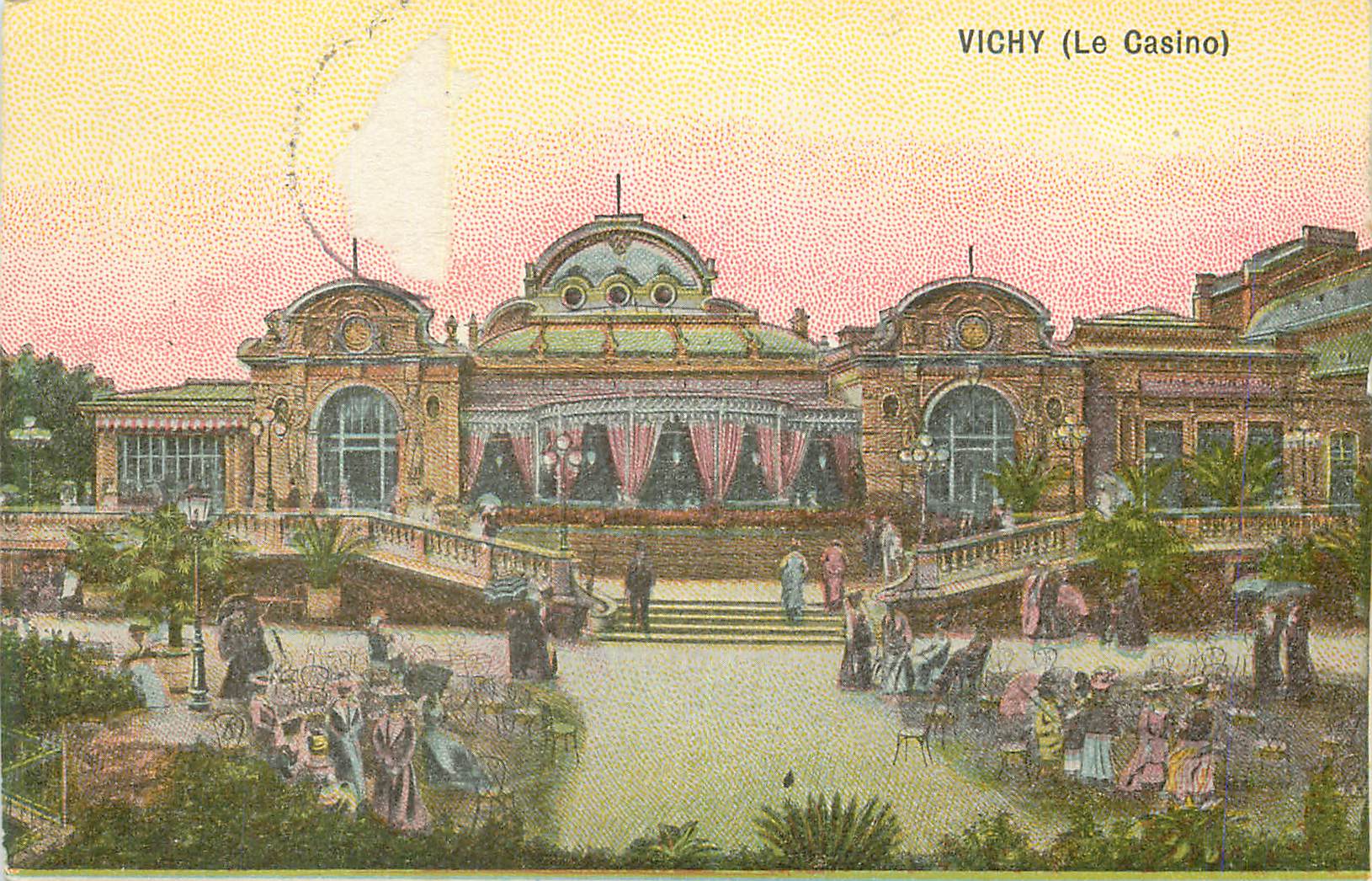 Vichy (Le Casino) — vue du bâtiment et des visiteurs — éditeur non identifiable