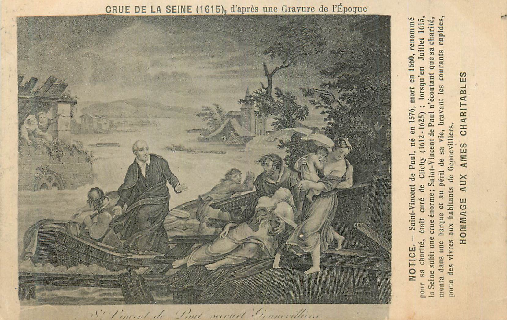 CPA Crue de la Seine (1615) d'Apres une Gravure de l'Epoque