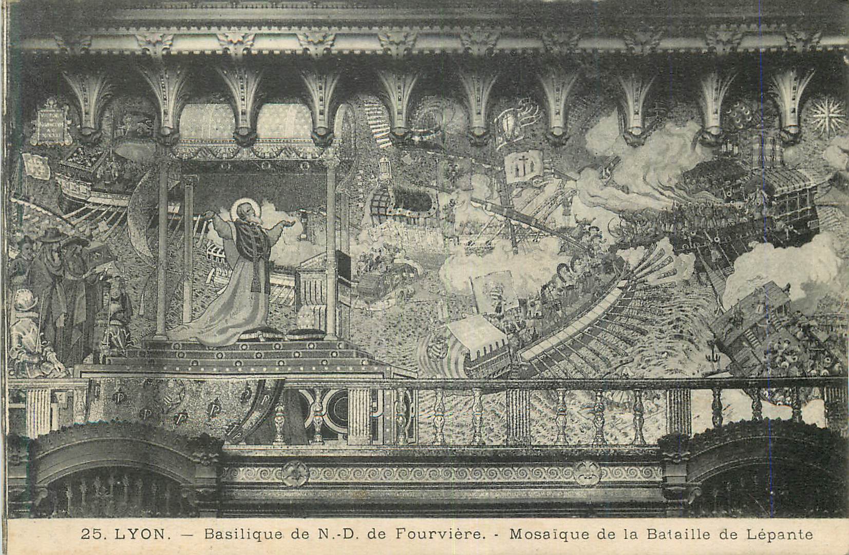 CPA Lyon Basilique de N D de Fourviere Mosaique de la Bataille de Lepante