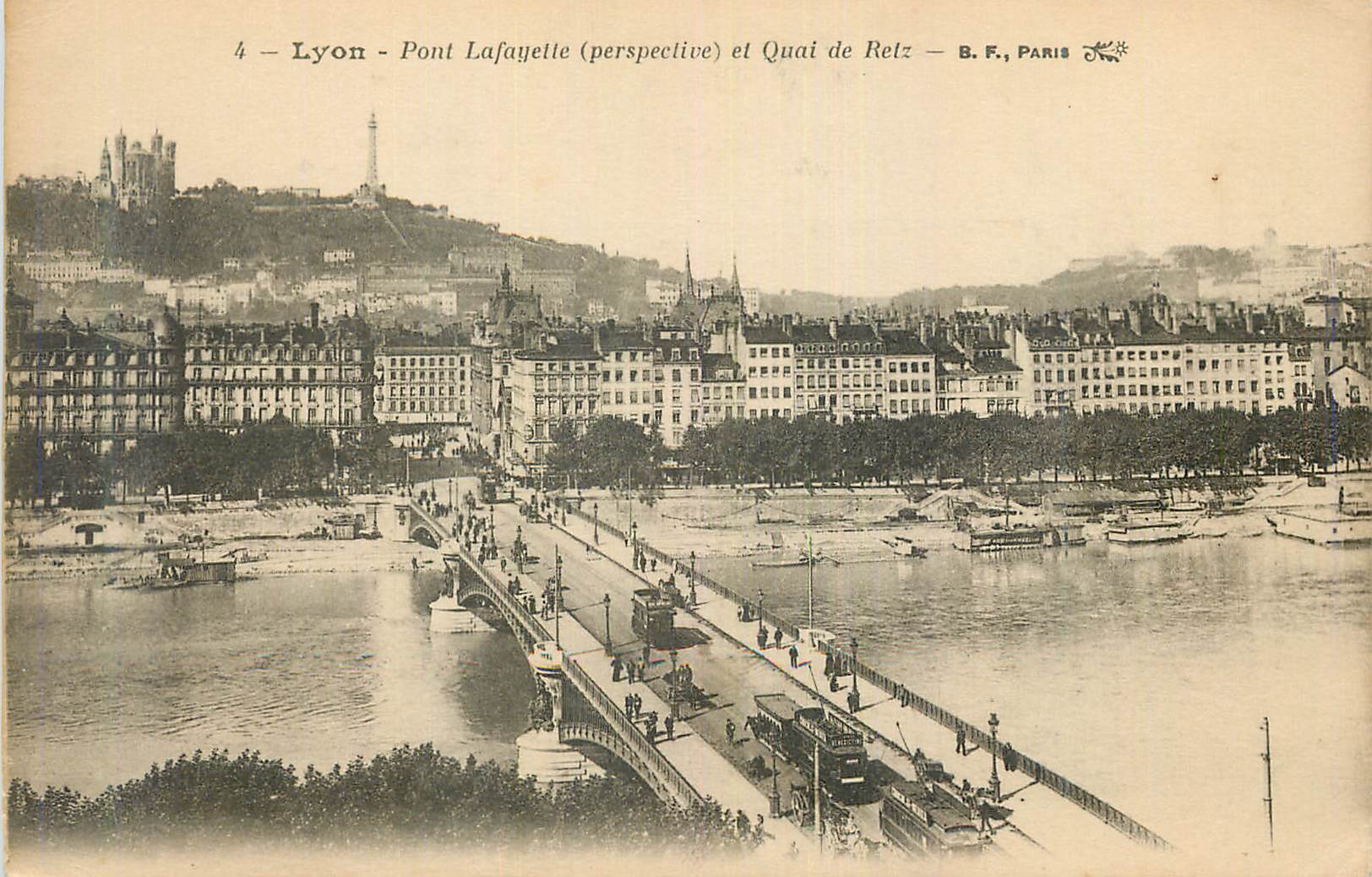 CPA Lyon Pont Lafayette (Perspective) et Quai de Retz Tramway