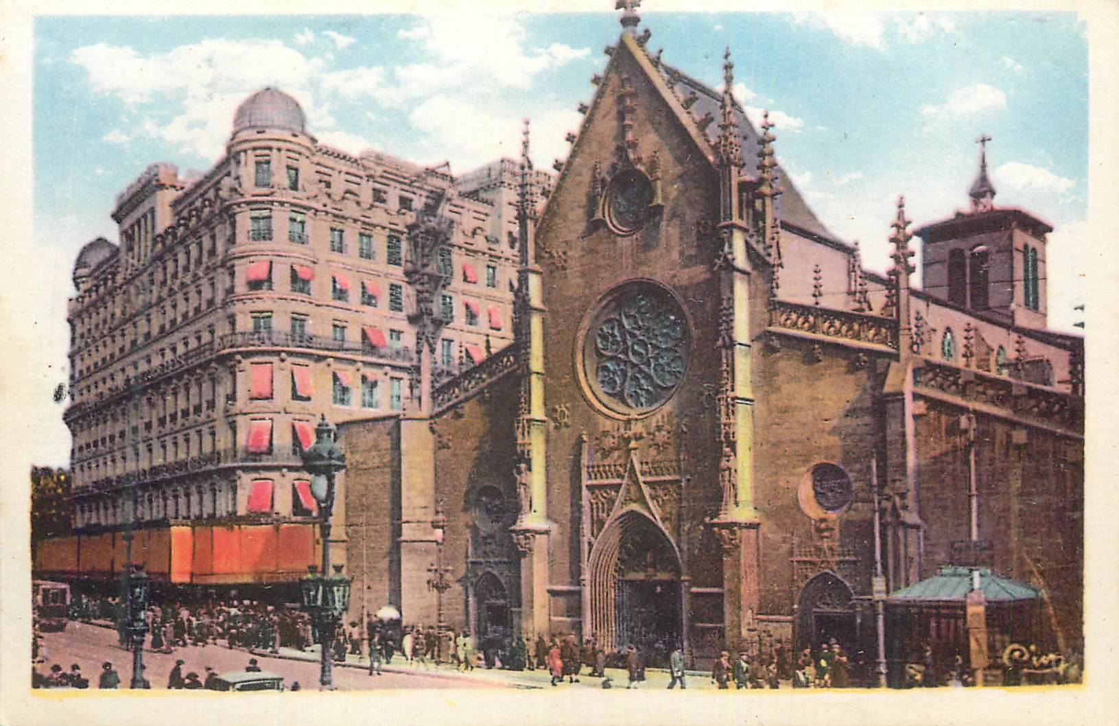 CPA Lyon (Rhone) Eglise Ste Bonaventure et Galeries Lafayette