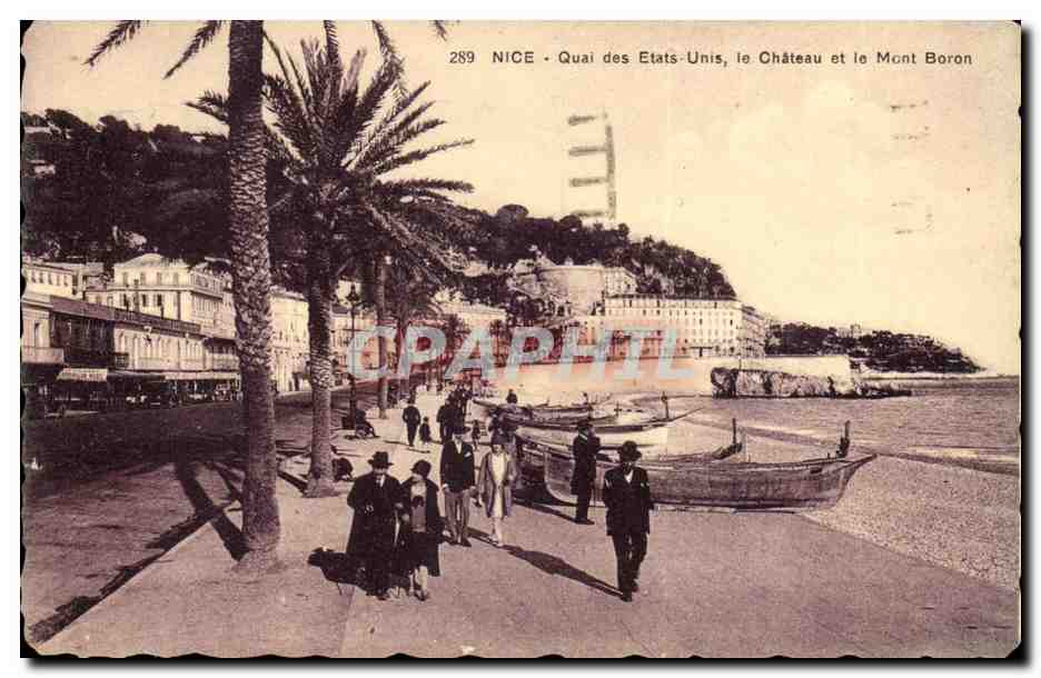 Nice CPA Quai des etats Unis le chateau et le Mont Boron