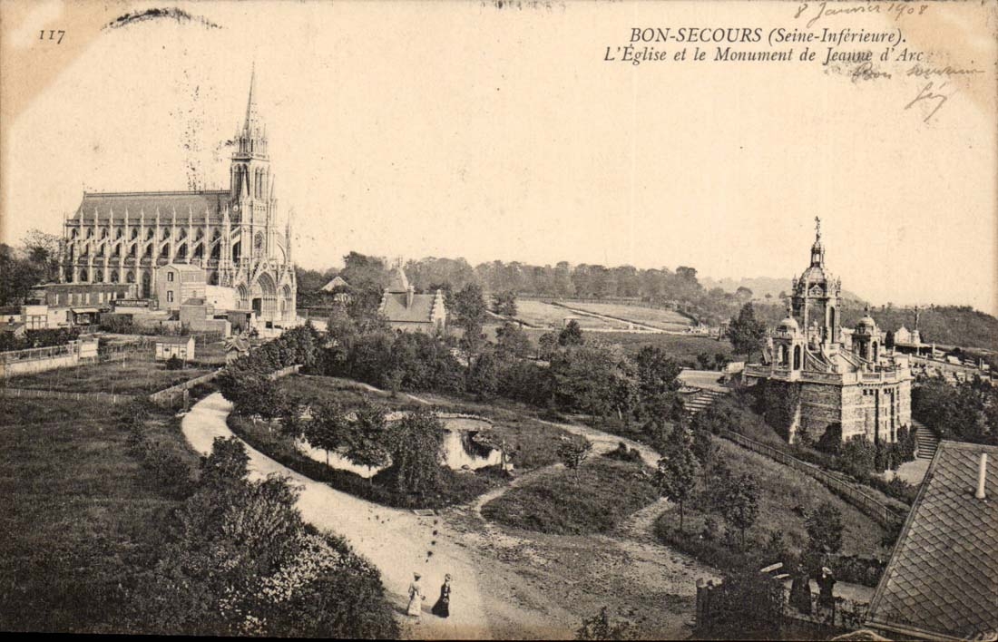 Bon Secours CPA L'eglise et le monument de Jeanne d'Arc