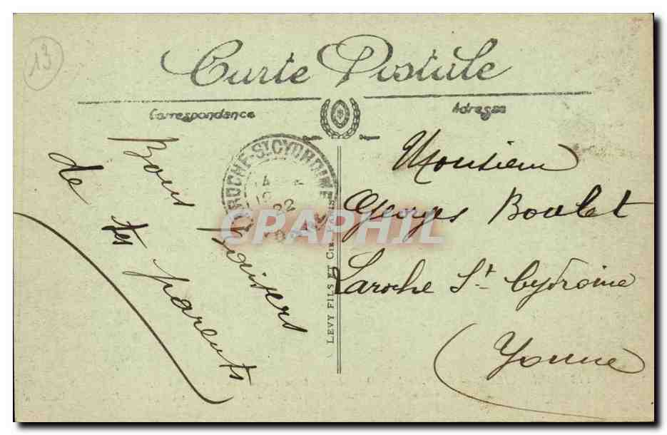 Marseille CPA Le phare de la Desirade Depart d'un courrier de Chine (lighthouse China) — Rückseite