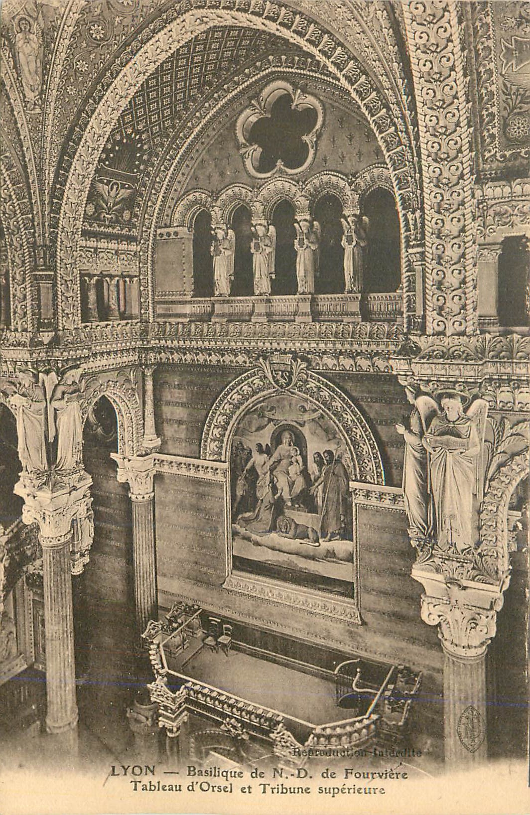 LYON — Basilique N.-D. de Fourvière — Tableau d'Orsel et Tribune supérieure