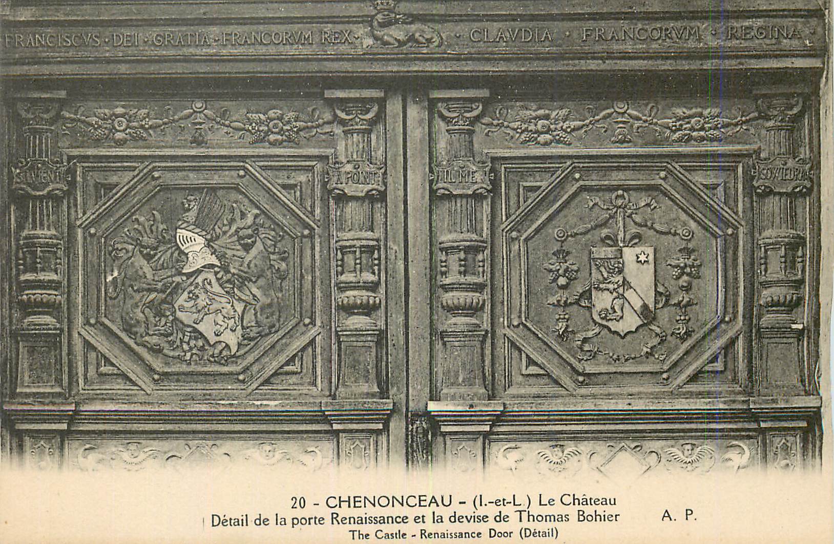 CPA Chenonceau (I et L) Le Chateau Detail de la porte Renaissance et la devise de Thomas Bohier