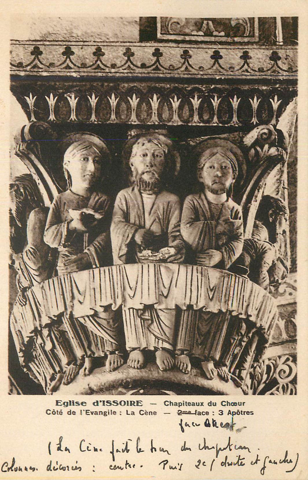 CPA Eglise d'Issoire Chapiteaux du Choeur Cote de l'Evangile La Cene Face Apotres
