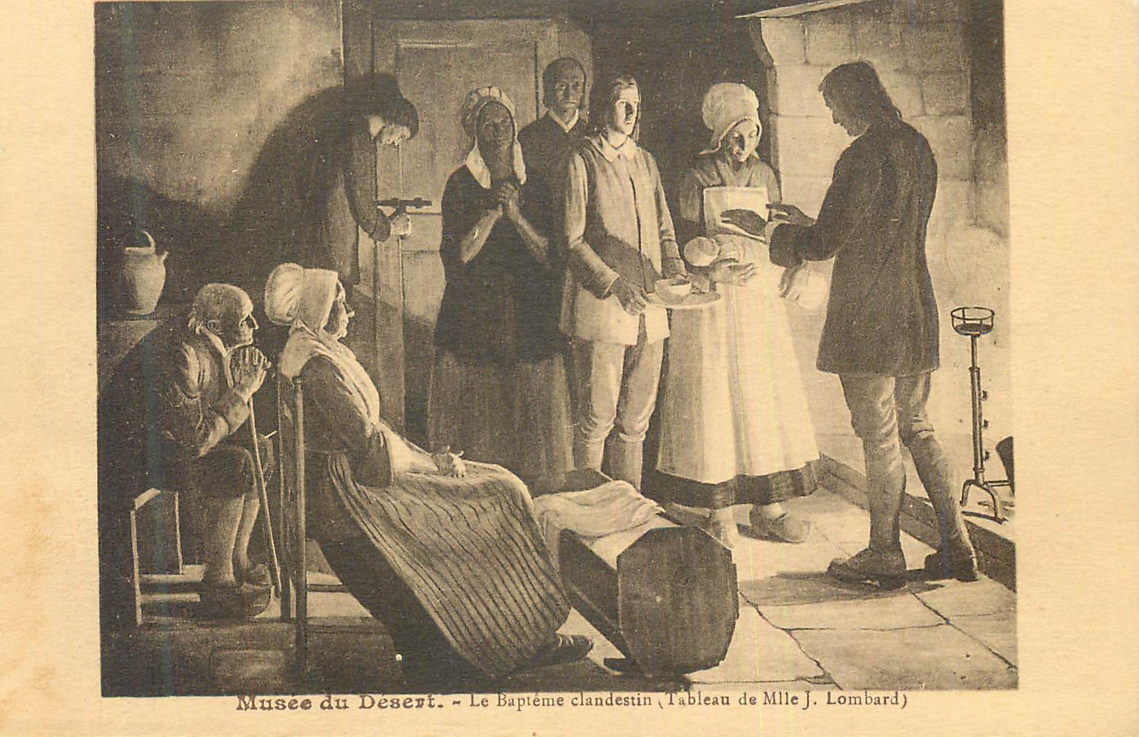CPA Musee du Desert Le Bapteme clandestin Tableau du Mlle J Lombard