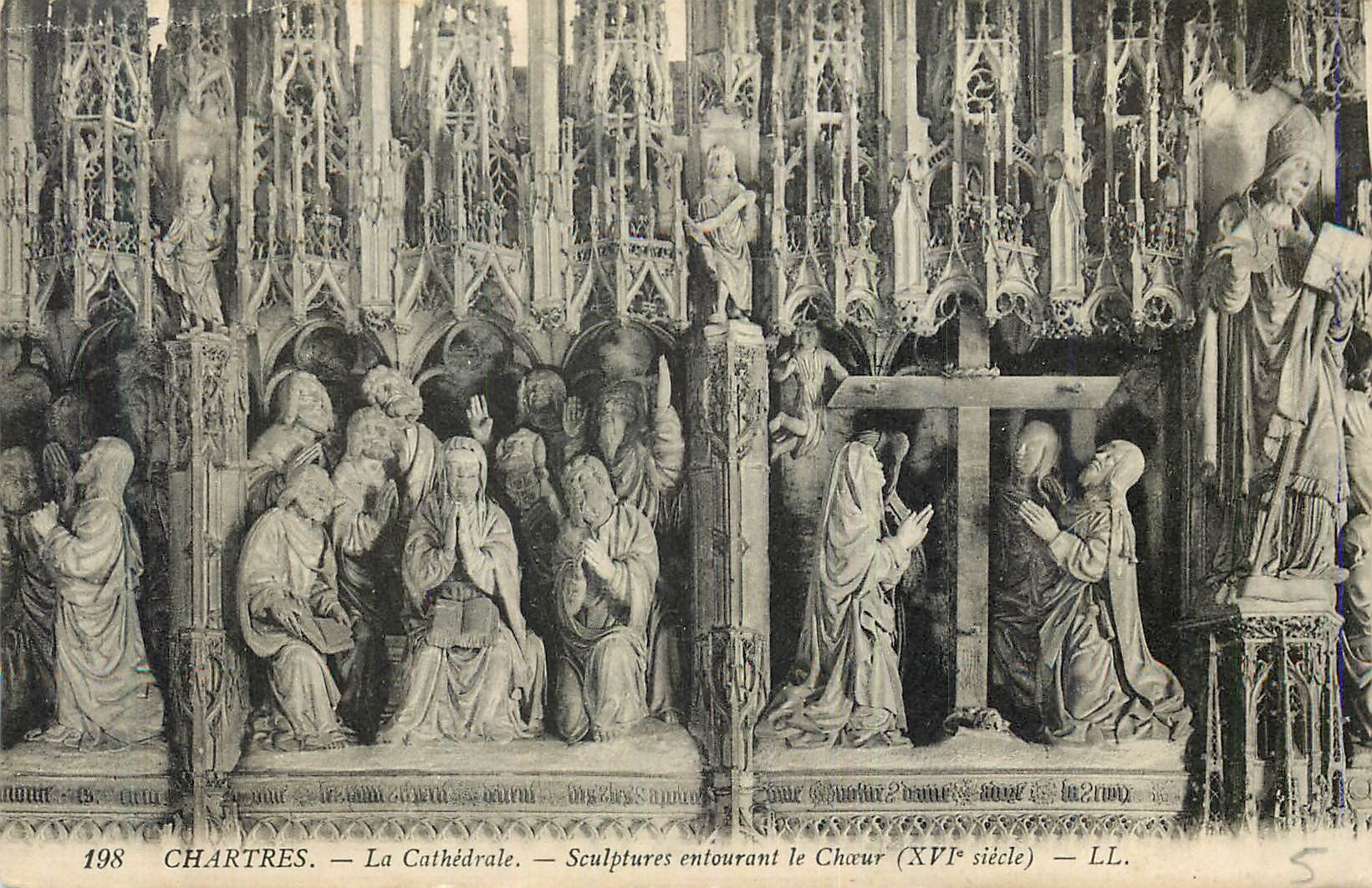 CPA Chartres La Cathedrale Sculptures entourant le Choeur (XVIe siecle)
