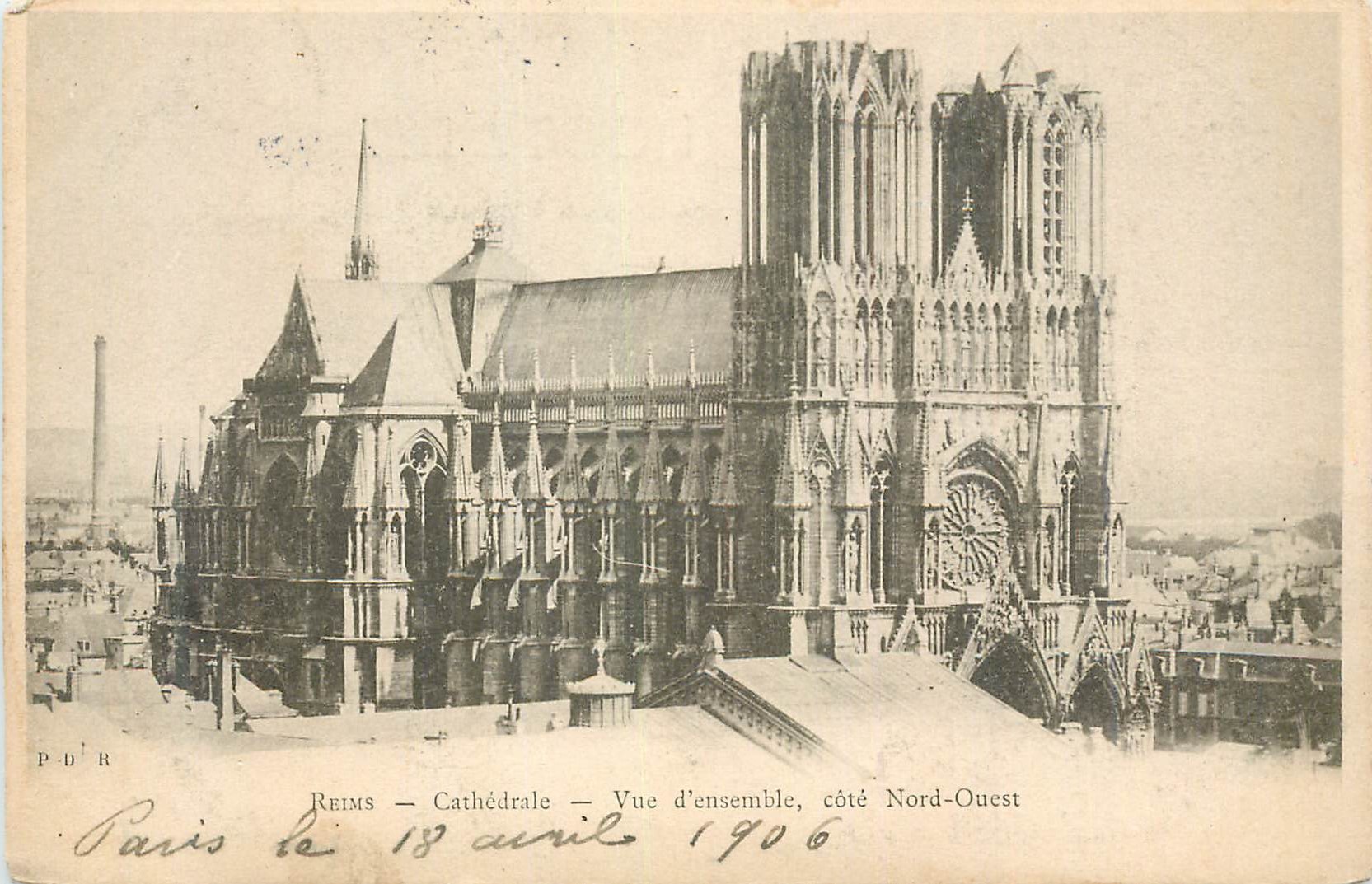 CPA Reims Cathedrale Vue d'ensemble Cote Nord Ouest