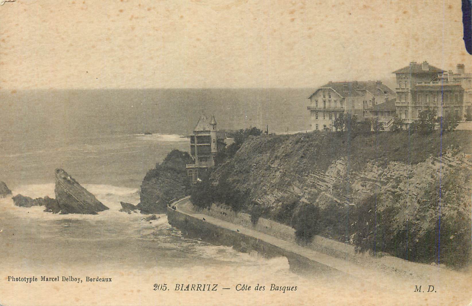 Biarritz — Côte des Basques — Phototypie Marcel Delbouy, Bordeaux, n°205
