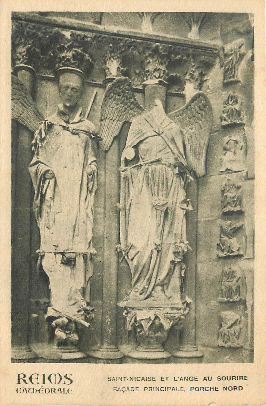 Saint-Nicaise et l'Ange au Sourire — façade principale, porche nord — Reims, cathédrale