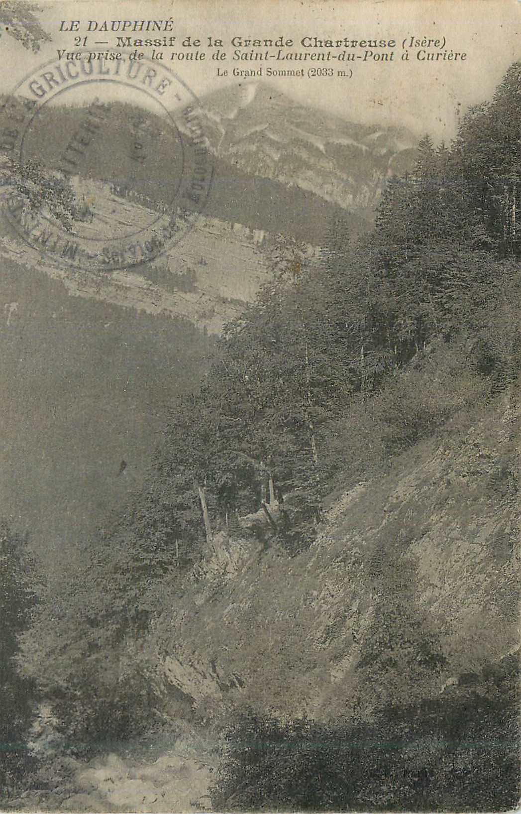 Massif de la Grande Chartreuse (Isère) — Vue prise de la route de Saint-Laurent-du-Pont à Curière — Le Grand Sommet (2033 m) — Éditeur : La Griculture