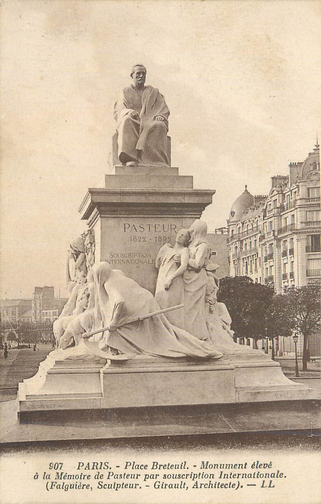 CPA Paris Place Breteuil Monument eleve a la Memoire de Pasteur par souscription Internationale (Falguier Sculpteur Gira