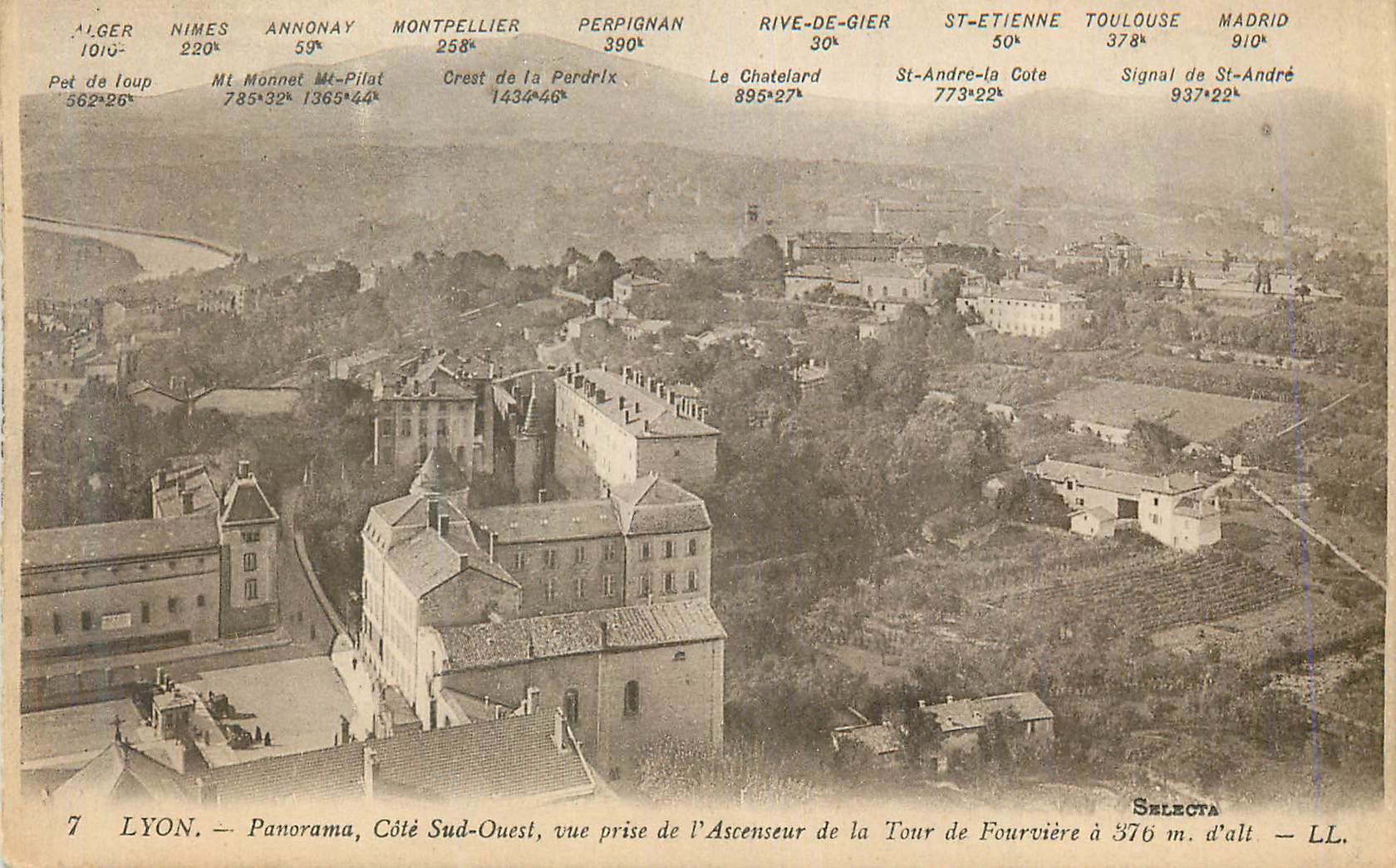 CPA Lyon Panorama Cote Sud Ouest vue prise de l'Ascenseur de la Tour de Fourviere