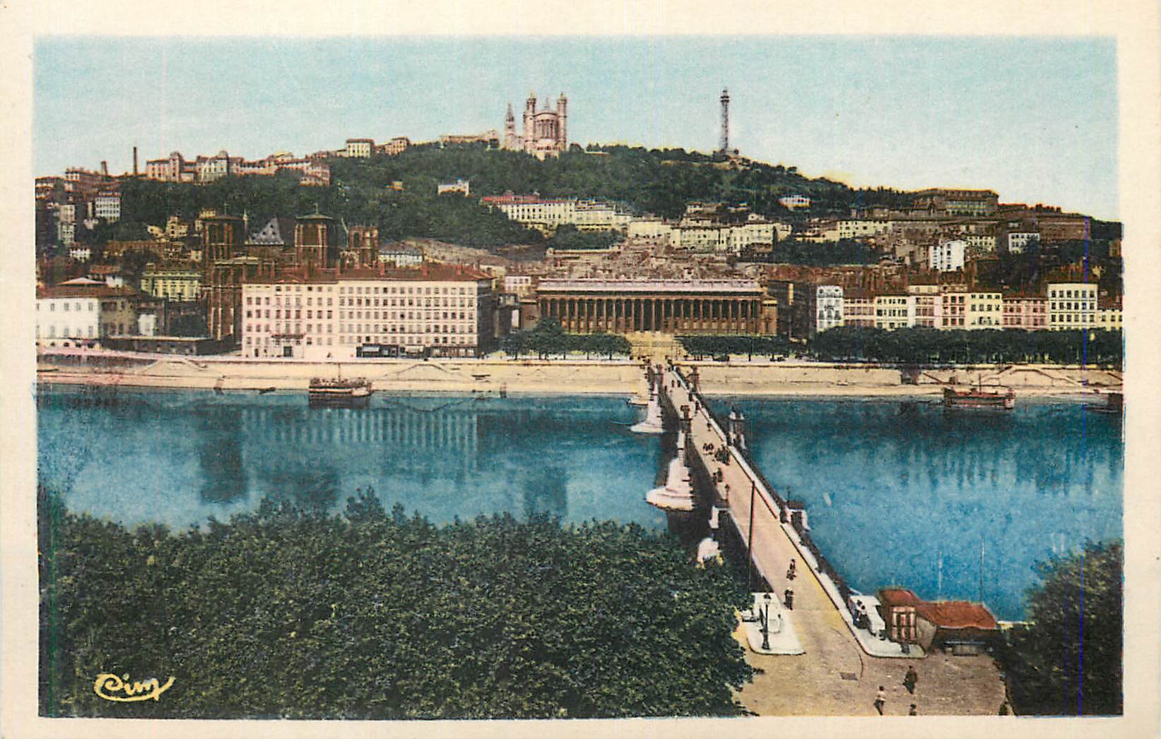 CPA Lyon (Rhone) Coteau de Fourviere la Saone et Pont du Palais de Justice