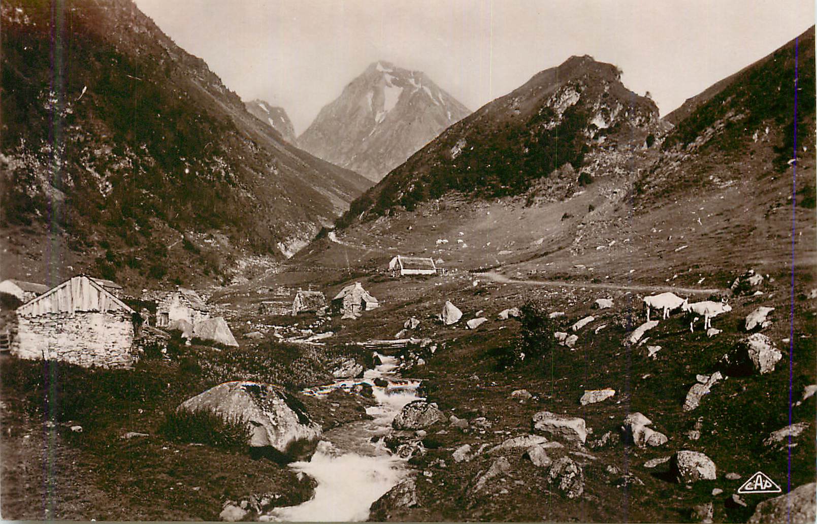 Vallée alpine — chalets et montagnes enneigées — éditeur C.A.P. n° 103