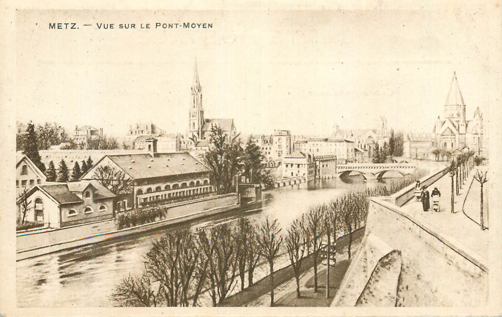 CPA Metz Vue sur le Pont Moyen